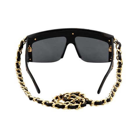 Chanel Rare Black Vintage Runway Chain Sunglasses